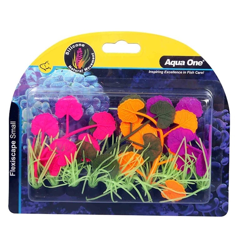 Aqua One Flexiscape Small Pennywort Purple, Pink, Orange 10cm – Artificial Plant