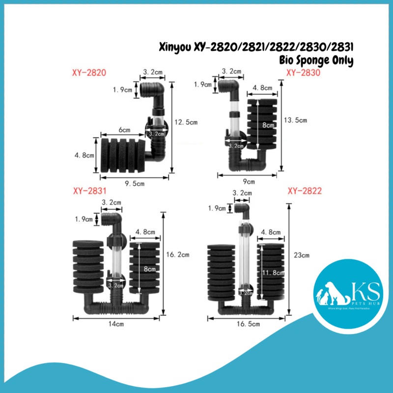 [Bio Sponge Only] Xinyou Filter Air Pump XY-2820/2821/2822/2830/2831 Fish & Aquatic Sponge Only – XY-2820