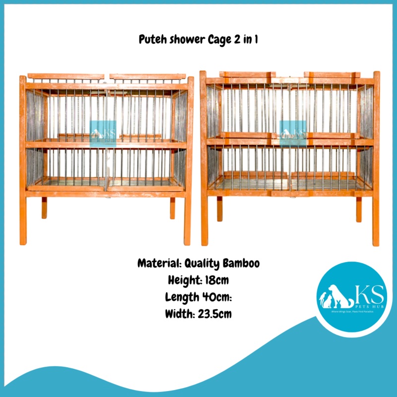 [Bamboo] [Double] Puteh Bathing Shower Cage For Song Bird – 1016