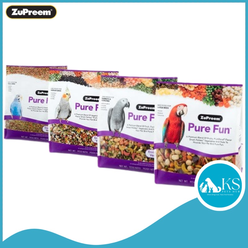 Zupreem Pure Fun Small / Medium / Parrot / Macaw Bird Feed Small – Budgie 2lb
