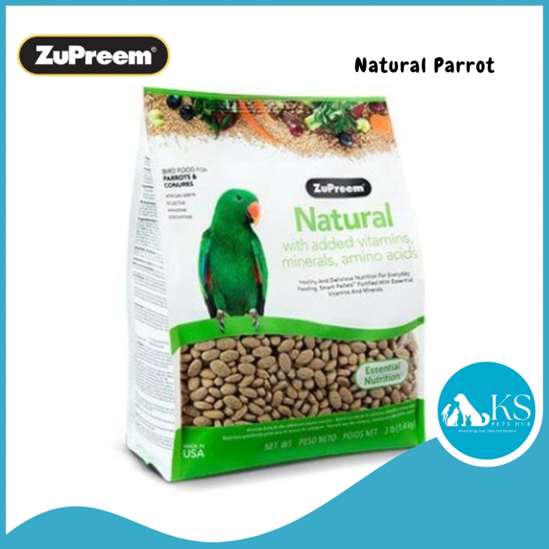 Zupreem Natural Parrot 3lb / 20lb Bird Feed Zup Natural Parrot 3lb