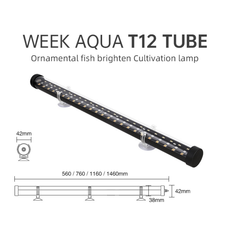 Week aqua T12 Submersible Tanning Light (2ft,3ft,4ft,5ft)-Full spectrum aquarium lamp T12-56cm (2ft)