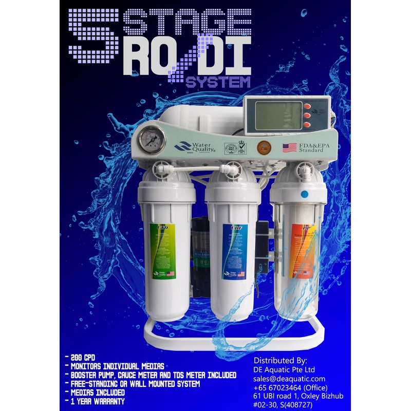 5 Stage RO/DI Unit with Booster Pump 200GPD