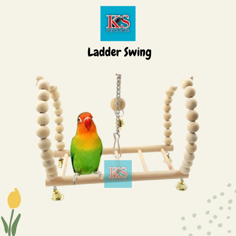 Wood Ladder Swing Pearl Balls in Natural Color For Parrot Bird Toys (KSPH0015)