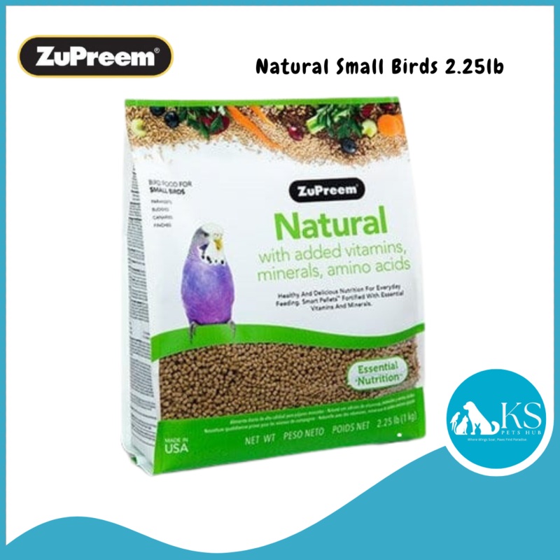 Zupreem Natural Small Birds 2.25lb / 20lb Bird Feed Zup Natural Small 2.25lb