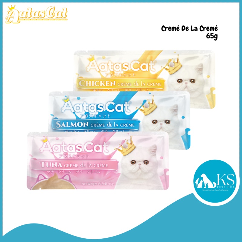 Aatas Cat CRME DE LA CRME Salmon / Tuna / Chicken 65g Cat Treats Salmon 16g