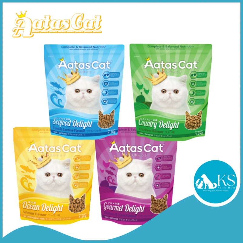 Aatas Cat Delight Dry Kibble Pellet Assorted Flavors 1kg Cat Feed