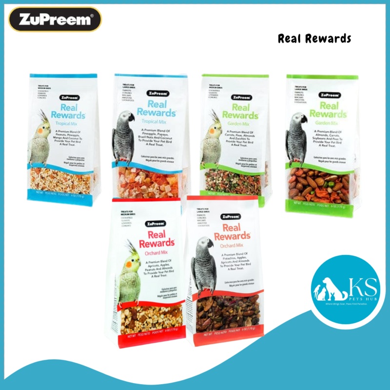 Zupreem Real Rewards Assorted 6oz Bird Treats Tropical Mix – Medium – Cockatiel
