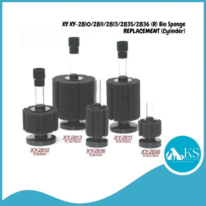 [Bio Sponge REPLACEMENT] Xinyou Filter Air Pump XY-2810/2811/2813/2835/2836 (R) (Cylinder) Fish & Aquatic Sponge Only XY-2810
