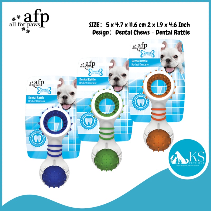 AFP – All For Paws – Dental Dog Chew – Dental Rattle – Green Blue Orange