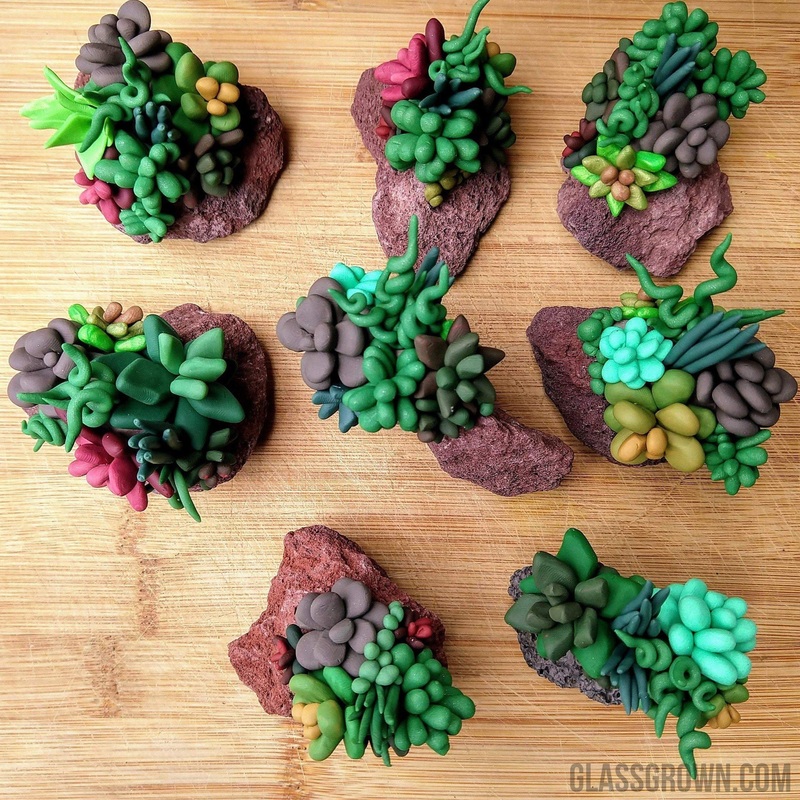 Tiny Succulent Rock Decor