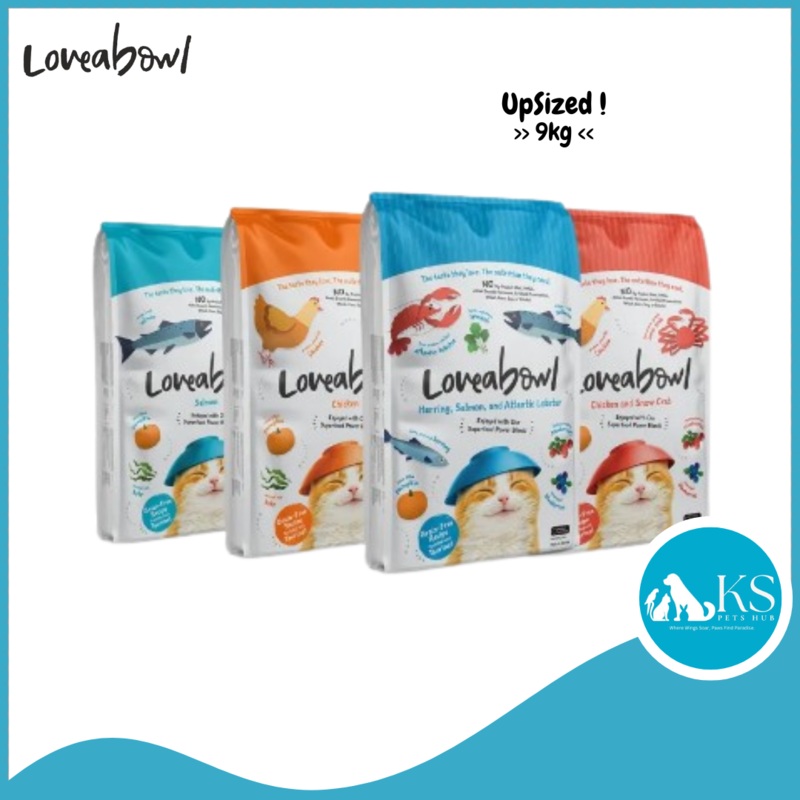 [ 9.07kg ] Loveabowl Grain Free Dry Cat Food (Chicken & Snow Crab), (Herring, Salmon, Lobster), (Salmon), (Chicken) Cat Feed Chicken