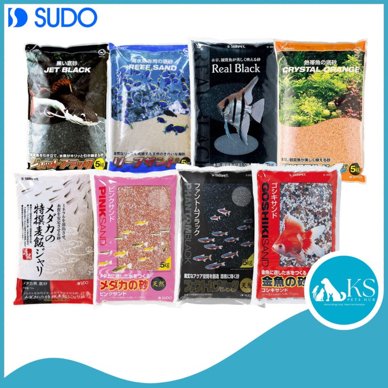 [ 5kg ] SUDO Assorted Gold Fish Reef Turtle River Black Pink Orange White Sand 1kg Fish & Aquatic S-1115 Manfanshi Coarse Sand 5kg