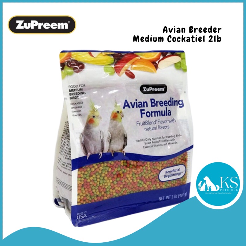 Zupreem Avian Breeder Fruit Blend Medium Cockatiel 2lb / 40lb Bird Feed Zup Avian Breeder Medium 2lb
