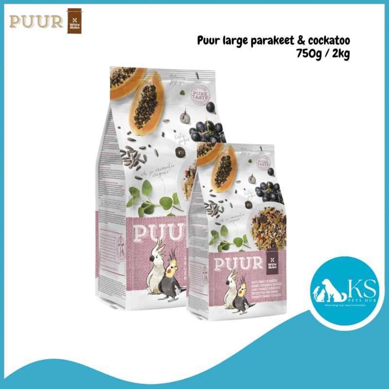 Witte Molen Puur Large Parakeet & Cockatoo 750g/2kg Parrot Bird Feed WM Puur Large Parakeet & Cockatoo 750g