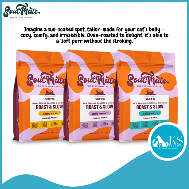 [ CAT ] SoulMate Roast & Slow Chicken / Seafood / Red Meat Baked and Air Dried 1.6kg / 6kg Cat Feed North Island Chicken 1.6kg
