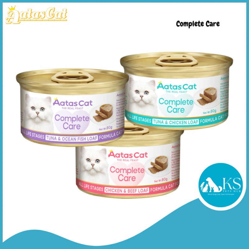 Aatas Cat Complete Care Assorted Flavors 85g x 24 Cans (1 Carton) Cat Feed