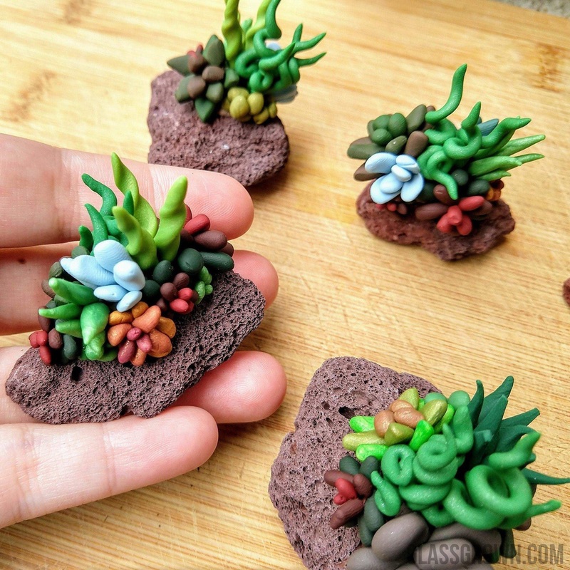 Tiny Succulent Lava Rock Decor